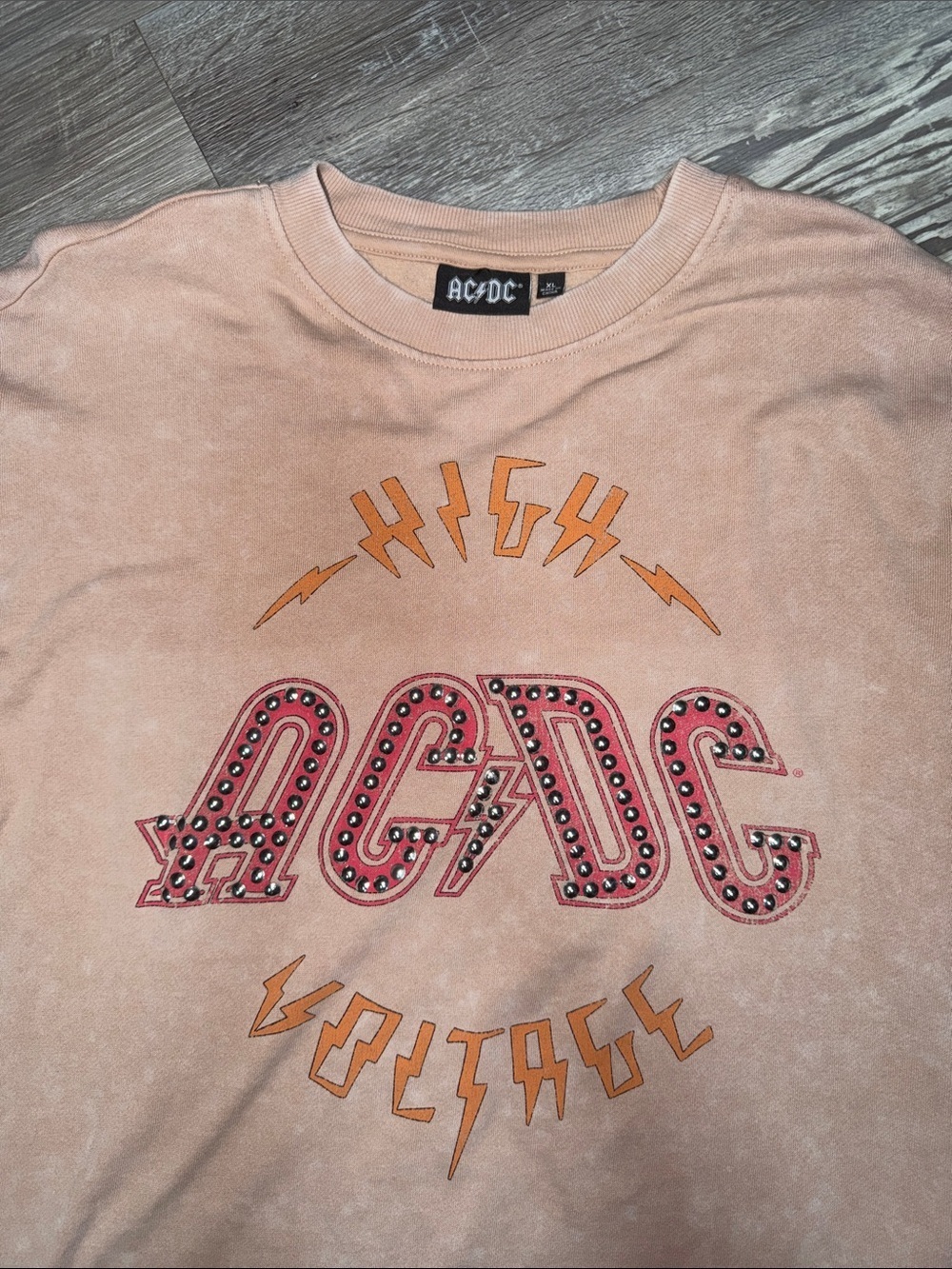 AC/DC Blush Pink 'High Voltage' Crewneck Sweatshirt - Picture 3 of 5